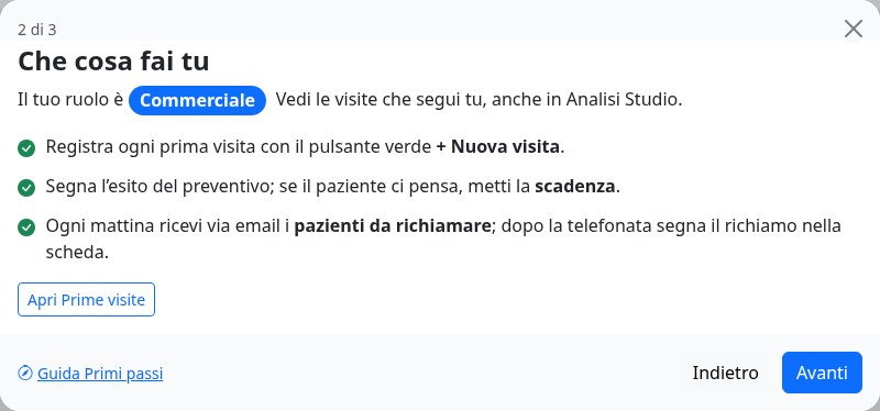 La presentazione al primo accesso: la schermata del vostro ruolo